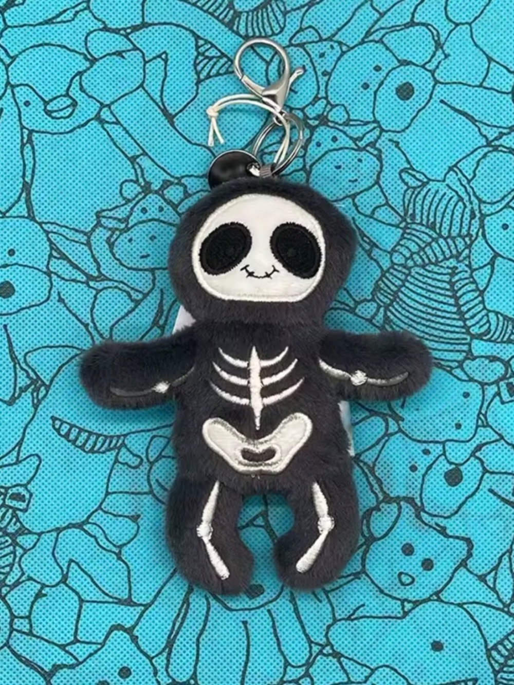 NWT Jellycat Skeleton Bob Bag Charm Keychain Plush Plushie - Picture 2 of 3